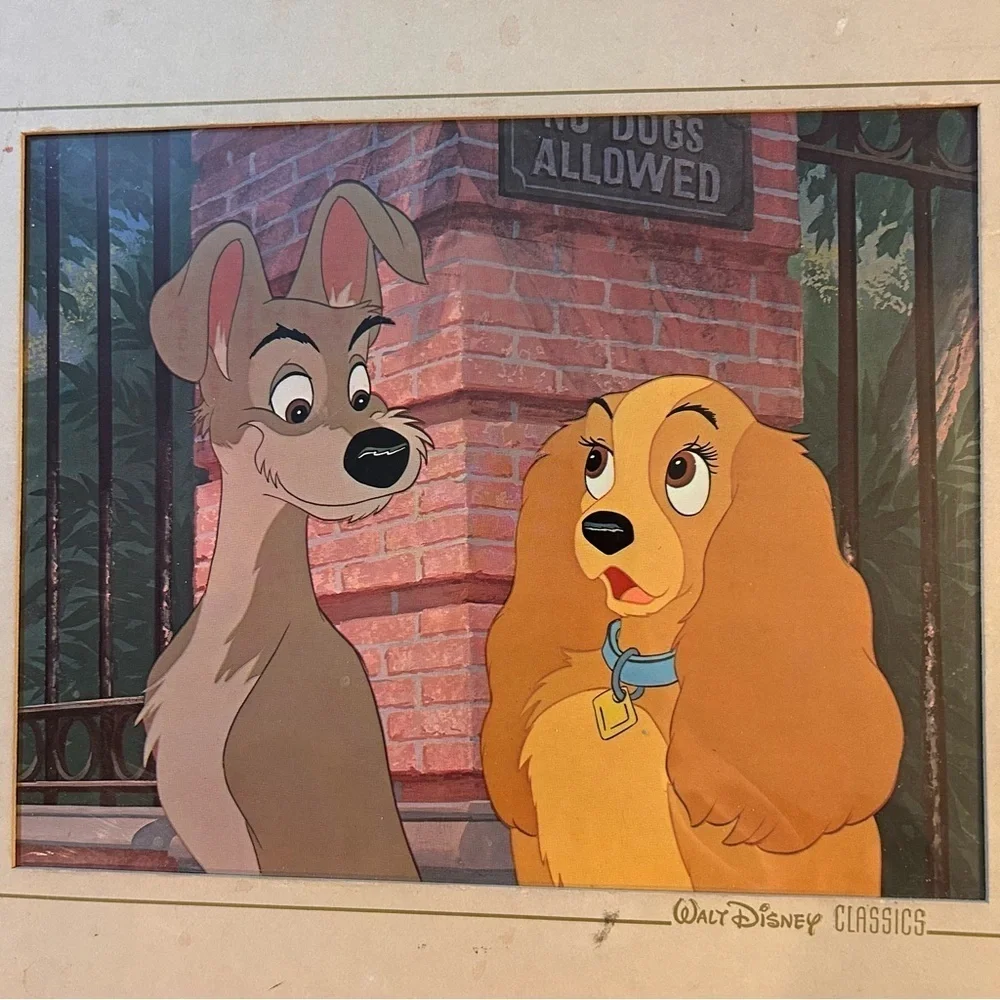 Vintage Disney Lithograph Snow White & Lady and the Tramp